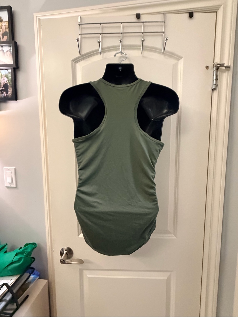 Olive Green Ruched Tank Top - Picture 4 of 5